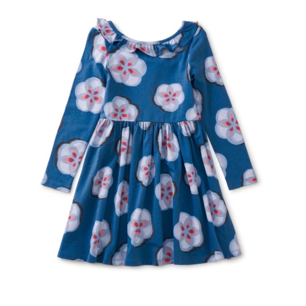 Tea Collection Blue Floral Ruffle Dress - NEW - Picture 10 of 12
